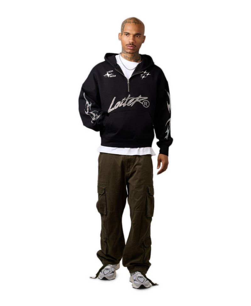 Men's Rave Quarter-Zip Rhinestone Hoodie