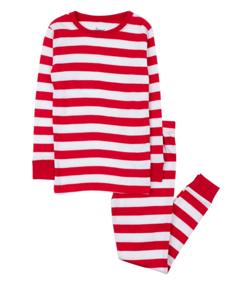 Kids Two Piece Cotton Striped Holiday Pajamas