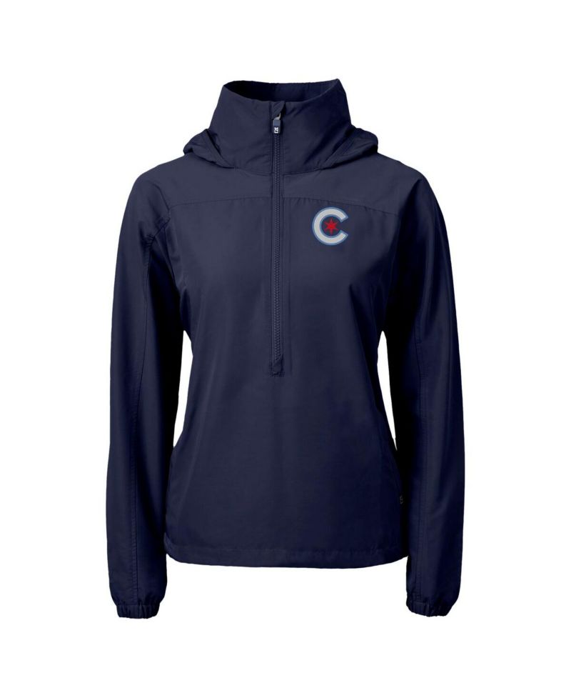 Women's Navy Chicago Cubs City Connect Charter Eco Half-Zip Anorak Jacket