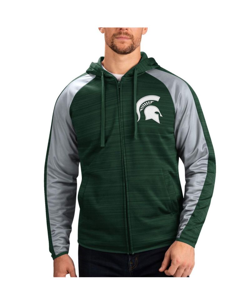 Men's Green Michigan State Spartans Neutral Zone Raglan Full-Zip Track Hoodie Jacket