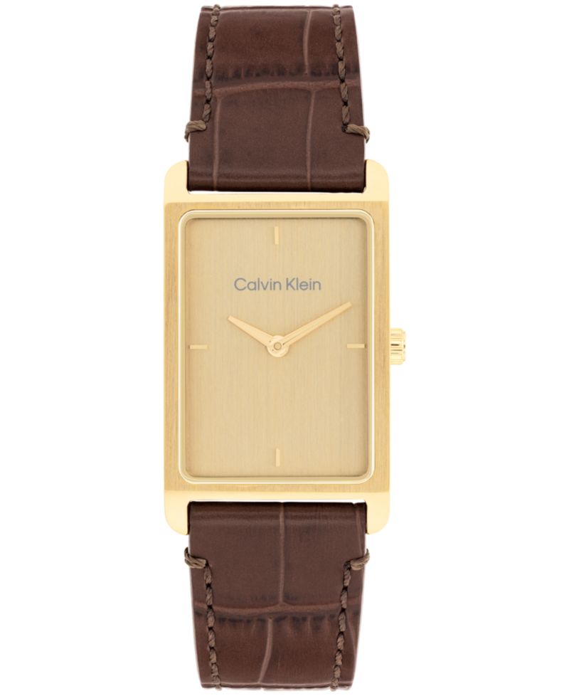 Men's Dapper Brown Leather Strap Watch, 24mm