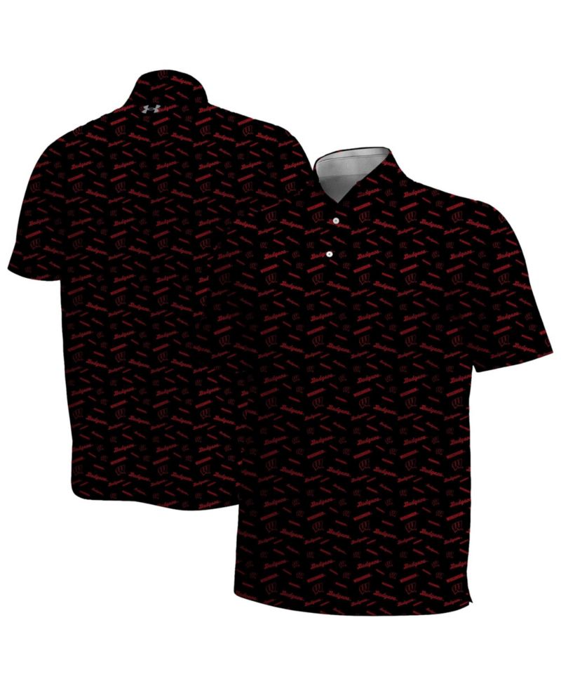 Men's Black Wisconsin Badgers Gameday Armourfuse Polo Shirt