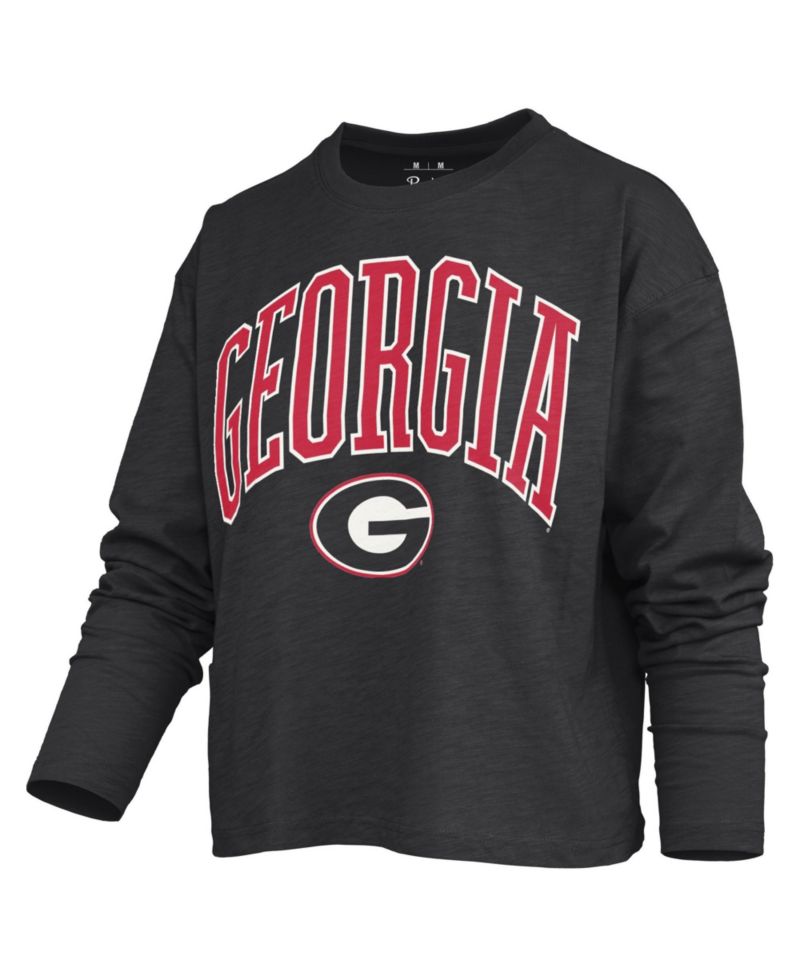 Women's Georgia Bulldogs Motley Boxy Burnout Long-Sleeve T-Shirt