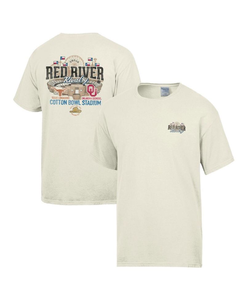 Men's Cream Texas Longhorns vs. Oklahoma Sooners Red River Rivalry Stadium Match Up T-Shirt