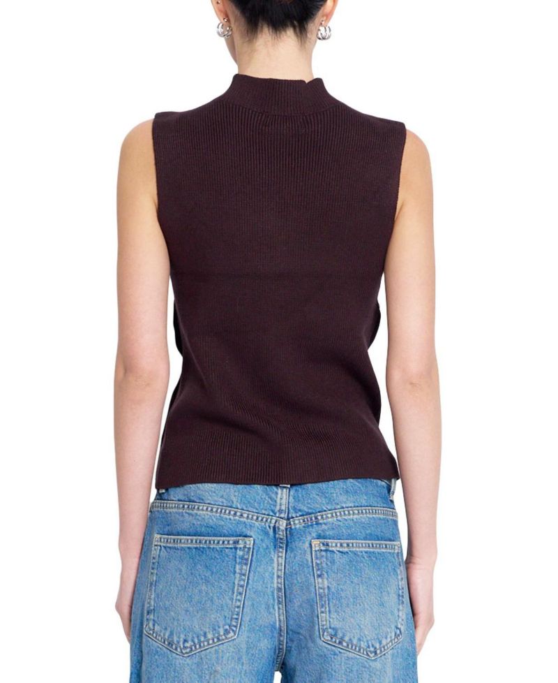 Women's Birch Mock-Neck Ribbed Sleeveless Sweater