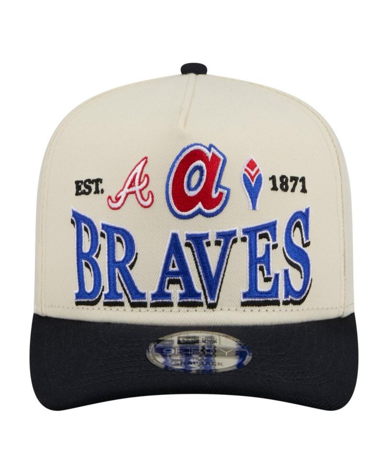 Men's Cream Atlanta Braves Throwback Tri-Hit A-Frame 9FIFTY Adjustable Hat