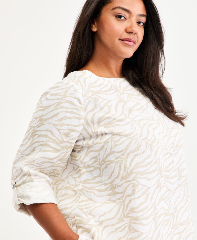 Plus Size 100% Linen D-Ring Top