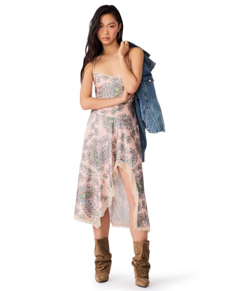 Women's Kamrynn High-Low Paisley-Print Lace-Trim Dress