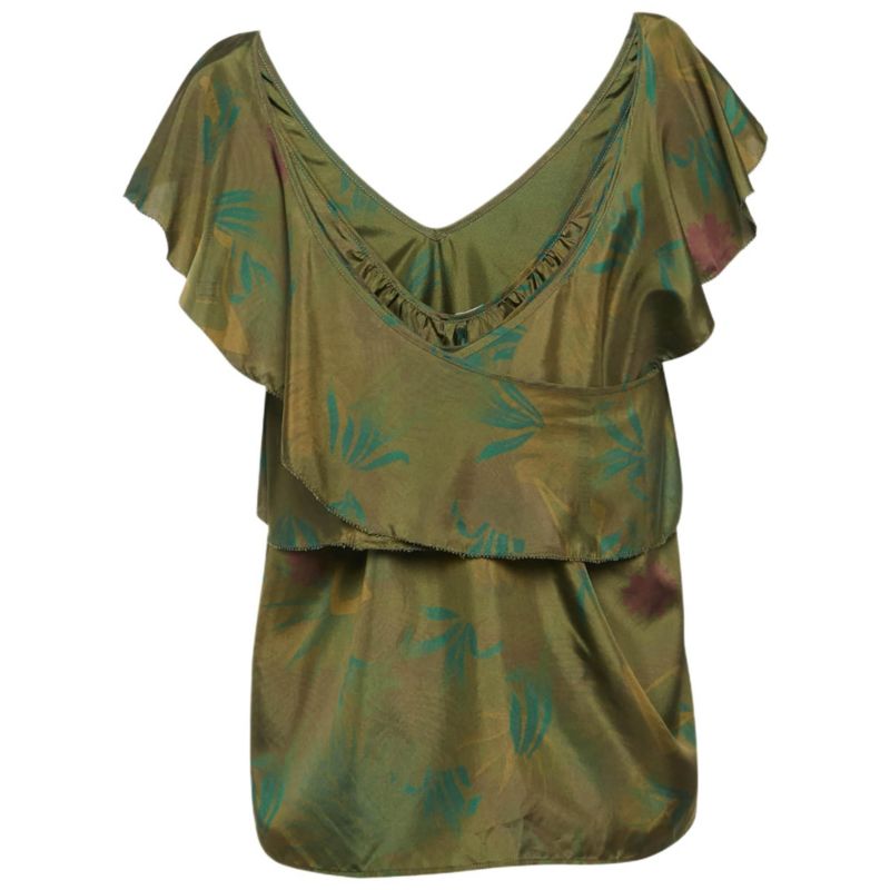Women's Brown Tink Leopard Print Satin Blouse