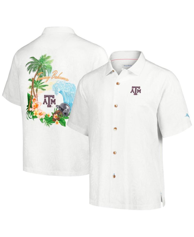 Men's White Texas A&M Aggies Castaway Game Camp Button-Up T- Shirt