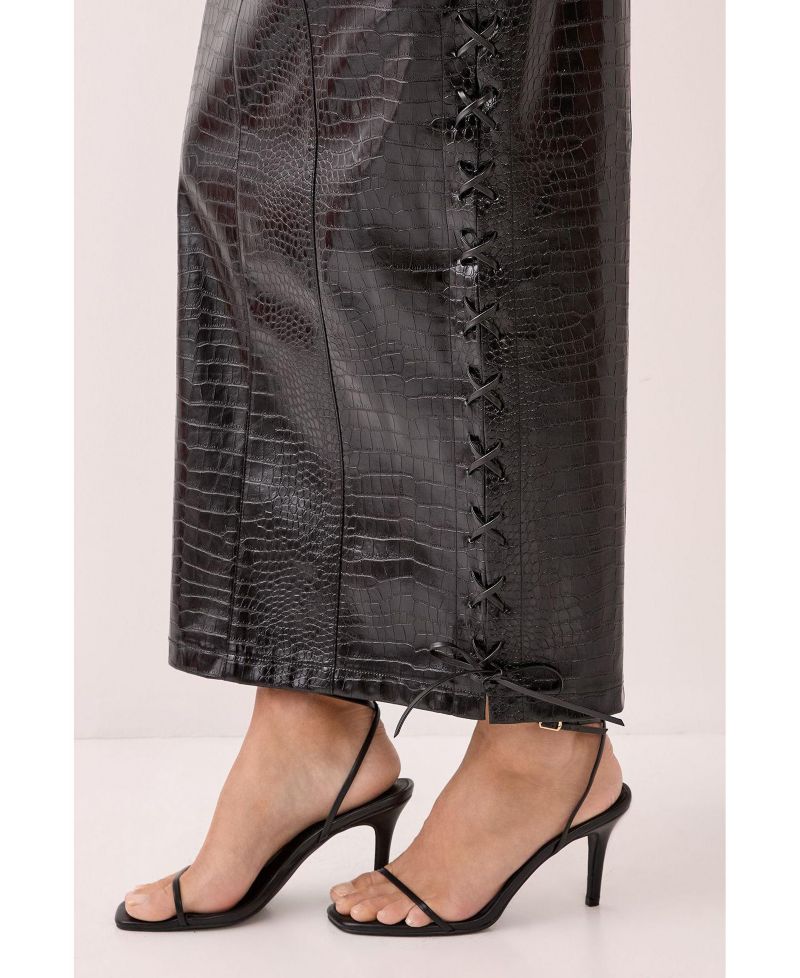 Women's Croc Bandeau Lace Up Maxi Dress