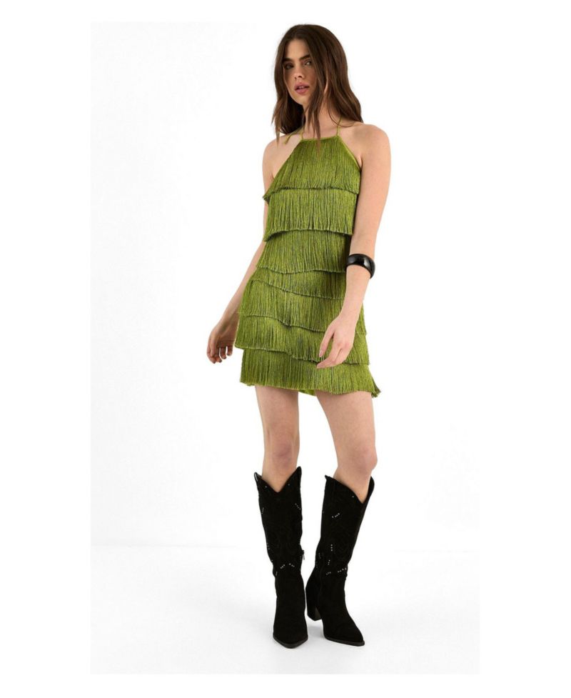Women's Fringe Halter Neck Mini Dress