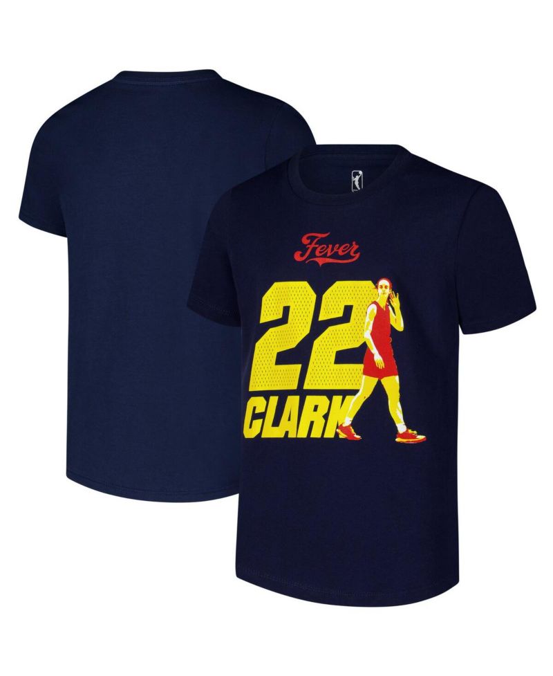 Big Boys and Girls Caitlin Clark Navy Indiana Fever Name & Number Player T-Shirt