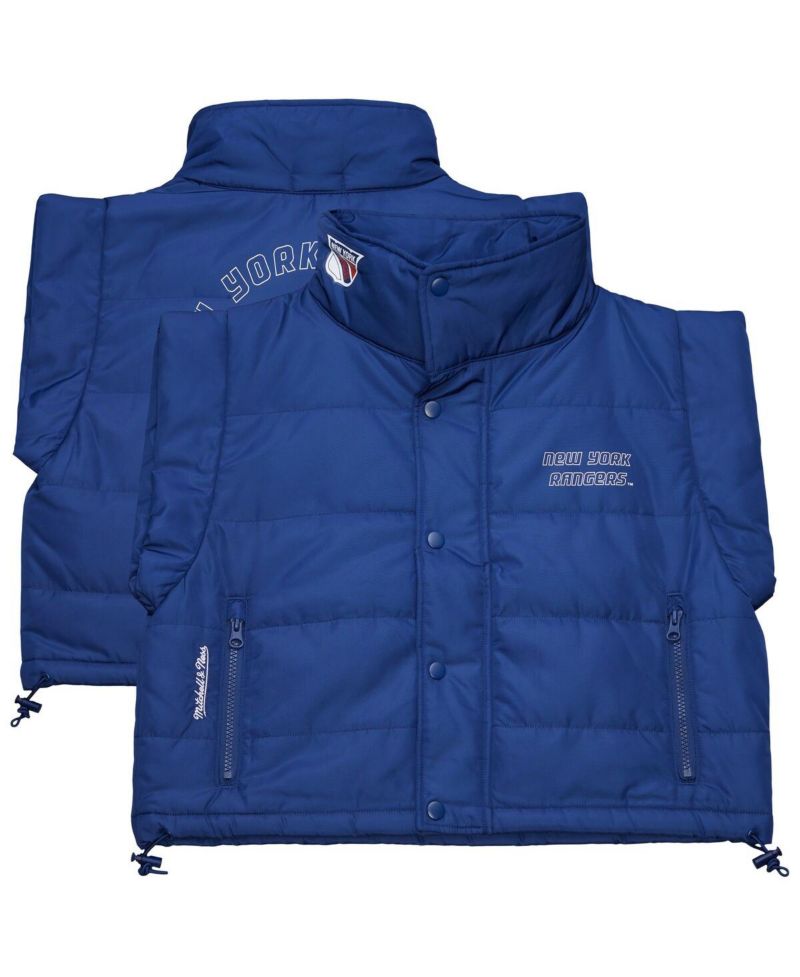 Women's Blue New York Rangers Cropped Full-Zip Puffer Vest