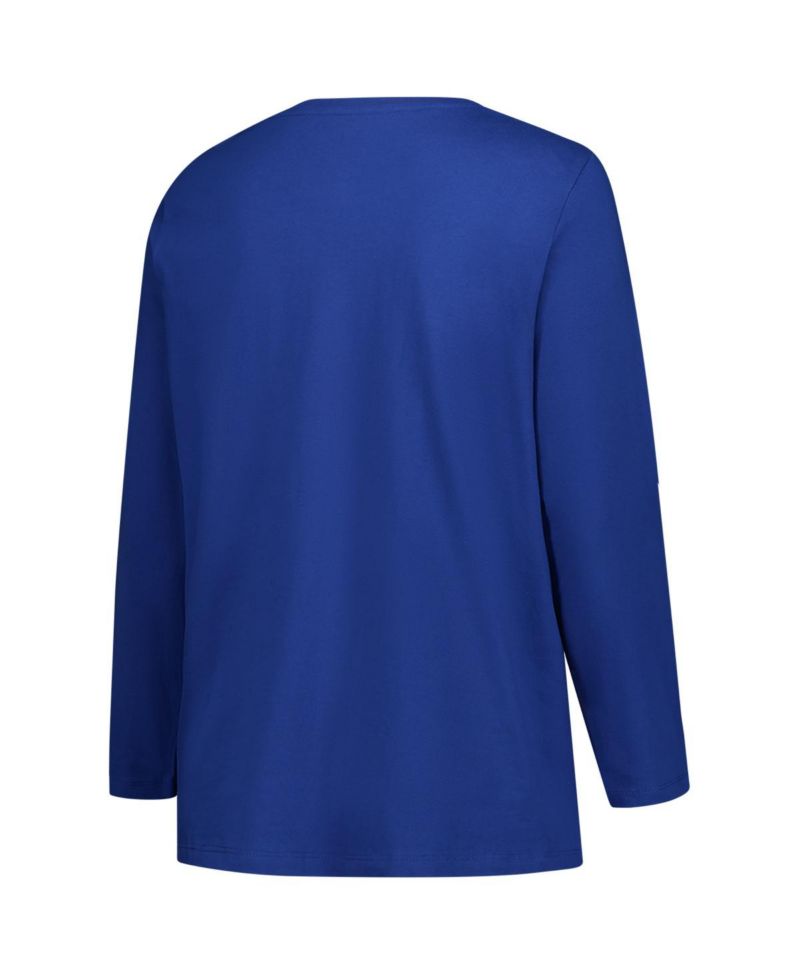 Women's Royal Denver Broncos Plus Size Primary Logo Long Sleeve Scoop Neck T-Shirt