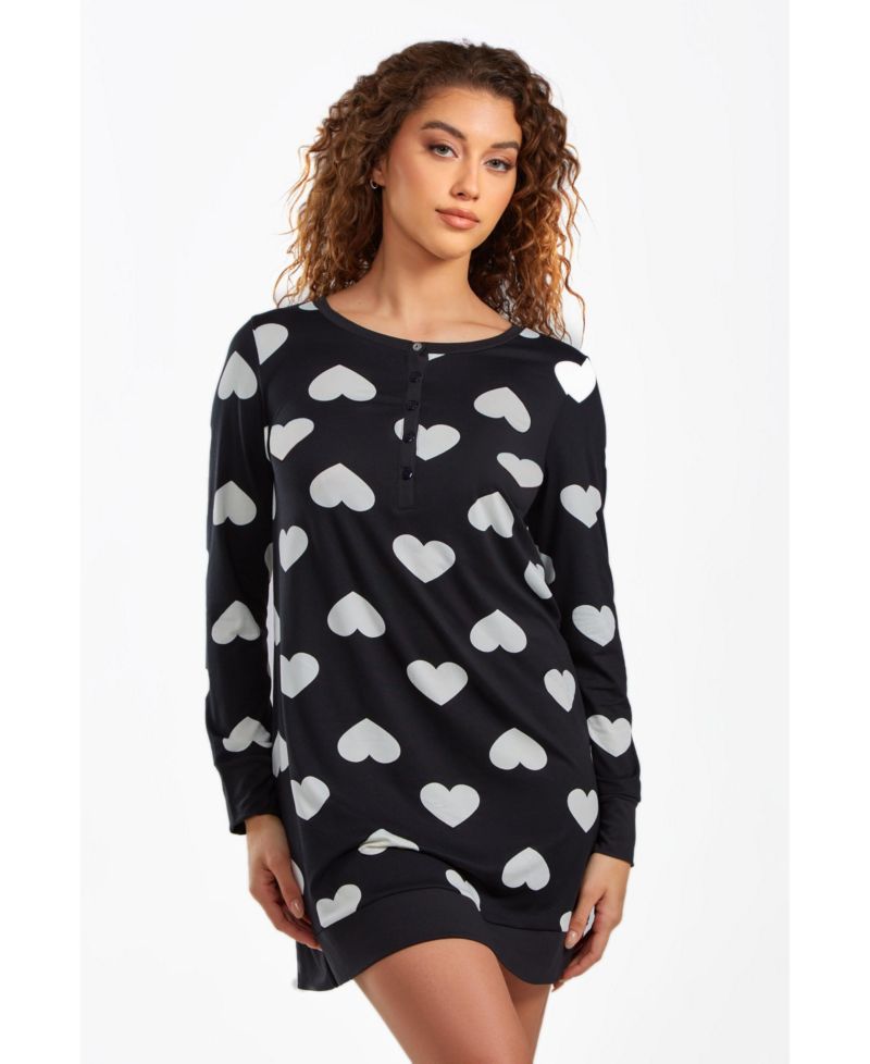 Women's Kind Modal Sleep Top or Dress with Button Down Top in Comfy Cozy Style