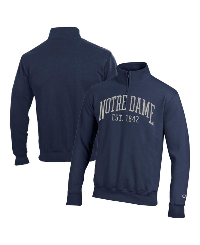 Men's Navy Notre Dame Fighting Irish Powerblend Quarter-Zip Pullover Sweatshirt