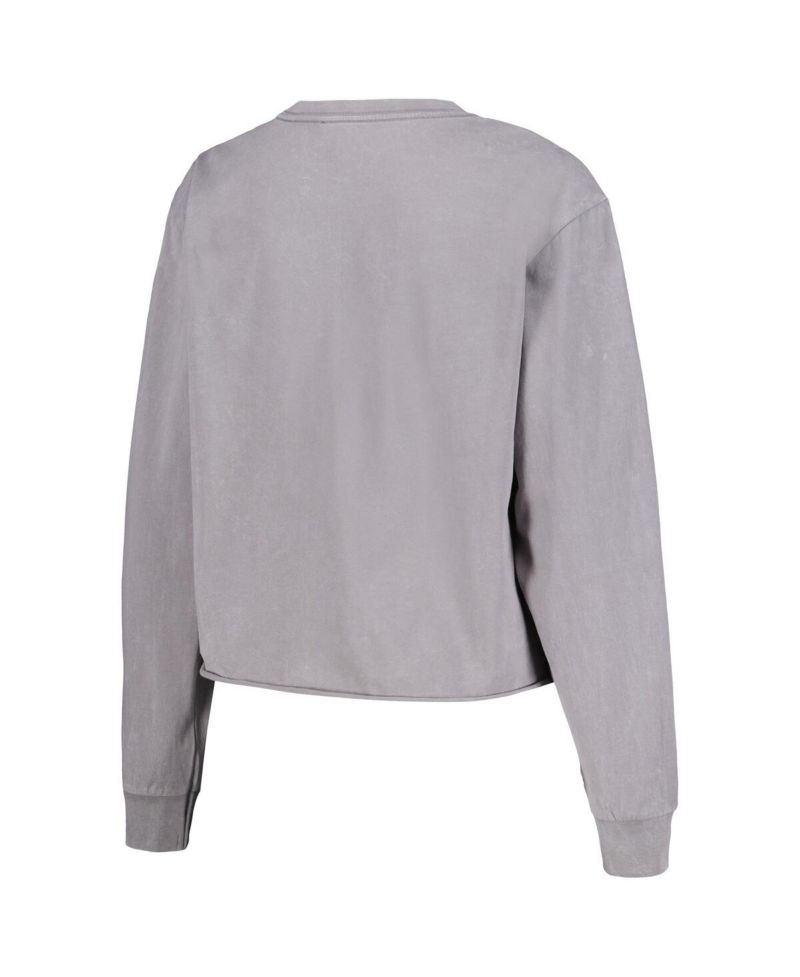 Women's Gray Distressed Phoenix Suns Band Cropped Long Sleeve T-shirt