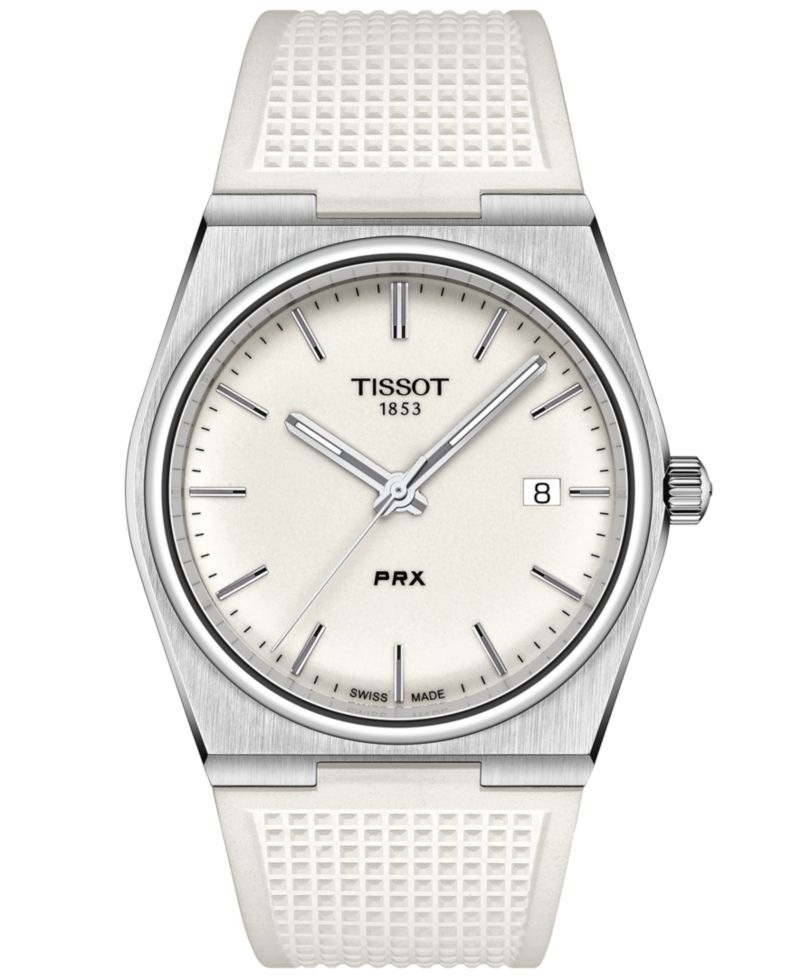 Men's Swiss Automatic PRX White Rubber Strap Watch 40mm