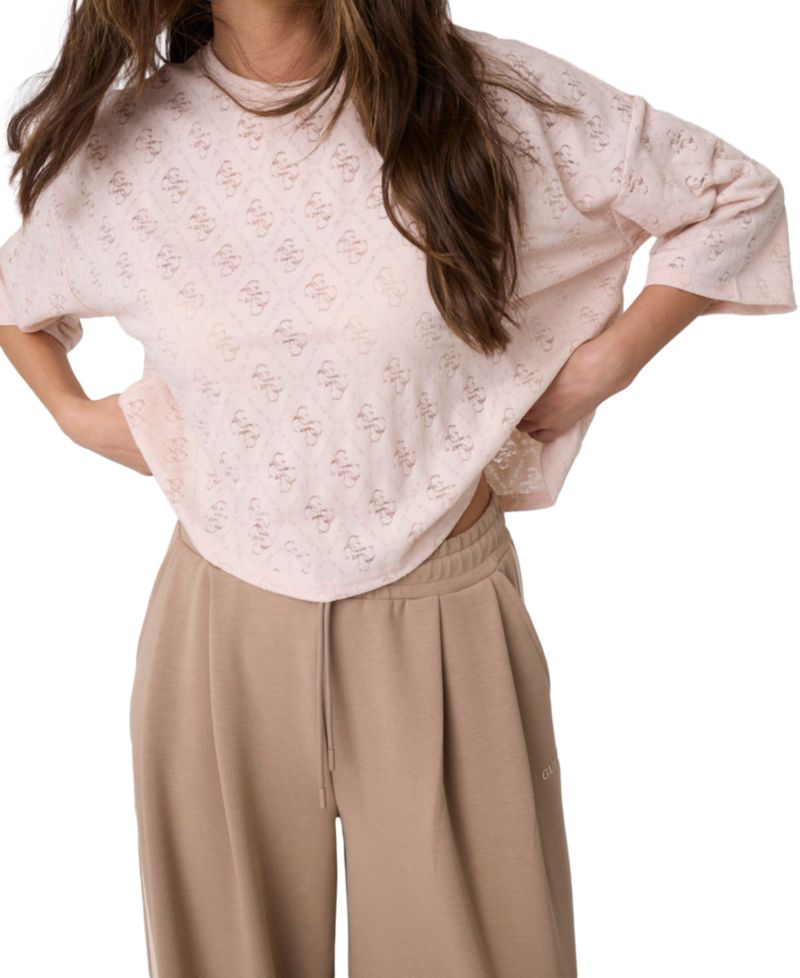 Women's 4G Rhombus Jacquard Crewneck Short-Sleeve Knit T-Shirt