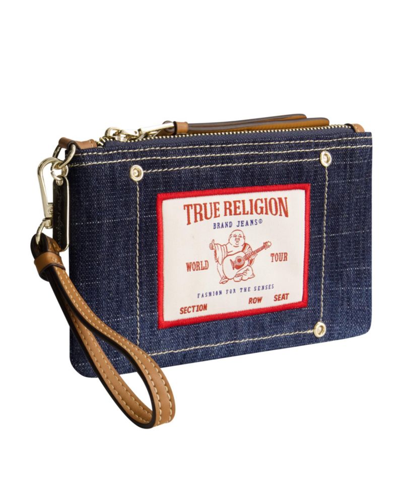 Buddha Patch Denim Wristlet