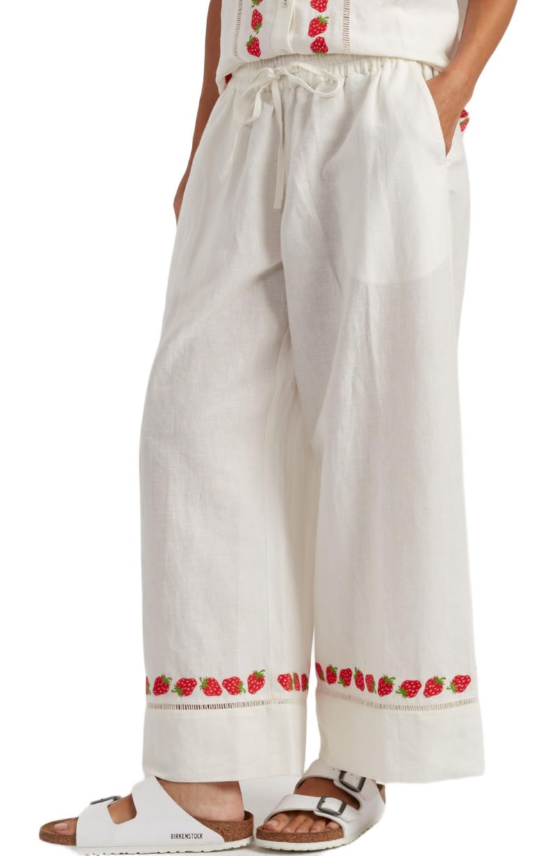Women's Chinti and Parker Linen-Blend Strawberry Trousers