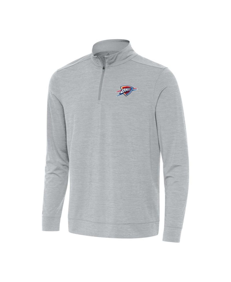 Men's Heather Gray Oklahoma City Thunder Bright Quarter-Zip T-Shirt
