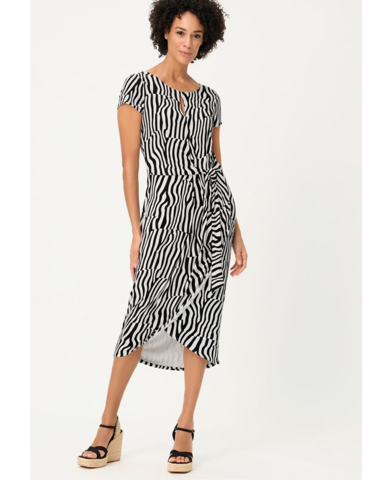 Women's Modern Zebra Faux Wrap Dress
