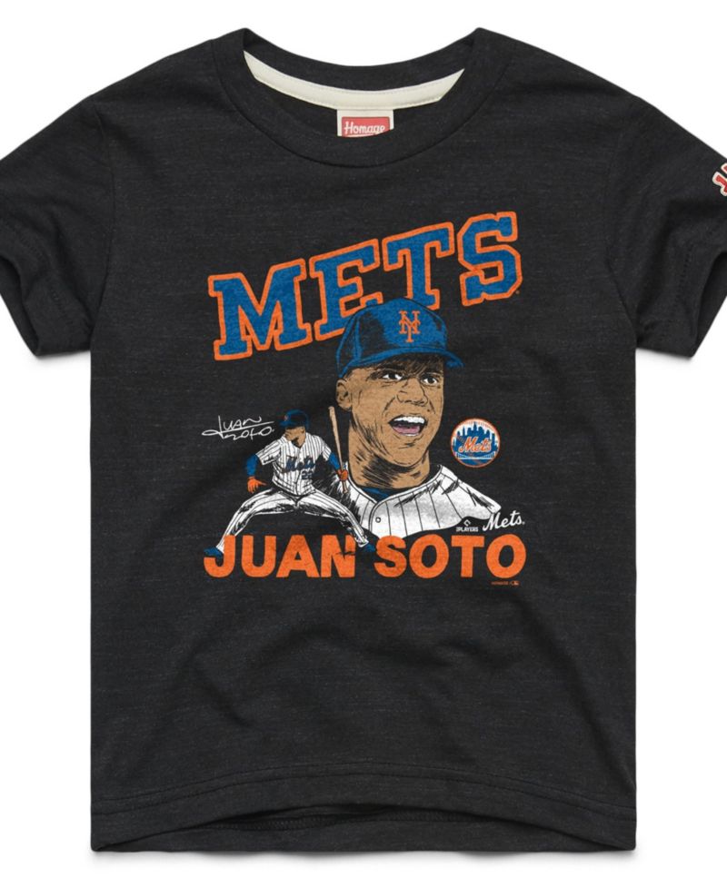 Big Boys and Girls Juan Soto Charcoal New York Mets Player Graphic Tri-Blend T-Shirt