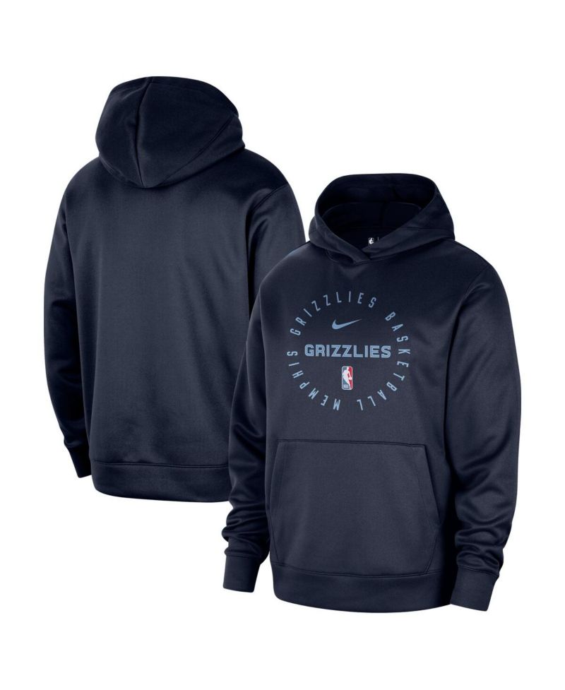 Men's Navy Memphis Grizzlies 2024/25 Spotlight On-Court Practice Performance Pullover Hoodie