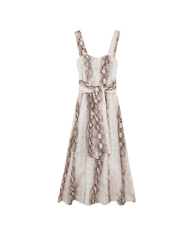 Women's Linen-Blend Snake-Print Midi Dress