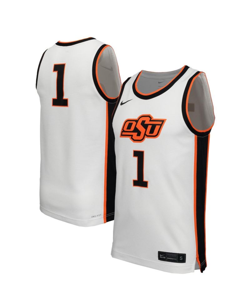 Men's 1 White Oklahoma State Cowboys Replica Basketball Jersey