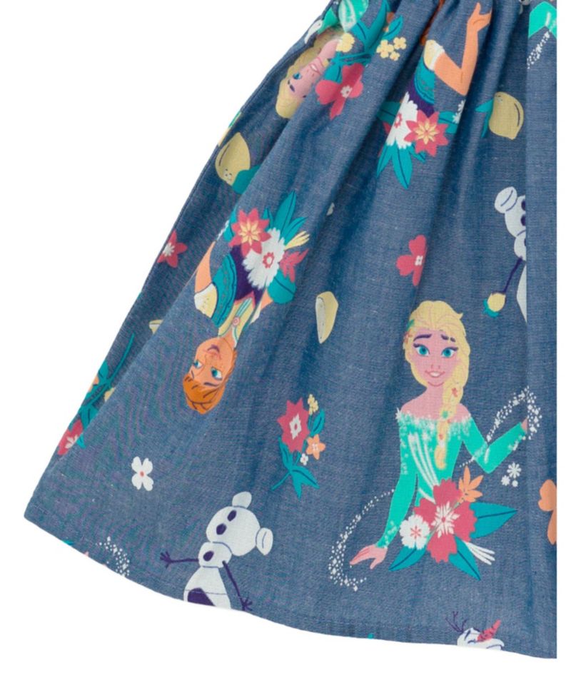 Little Girls Disney Minnie Mouse Mickey Mouse Daisy Lilo & Stitch Princess Belle Ariel Chambray Skater Dress to