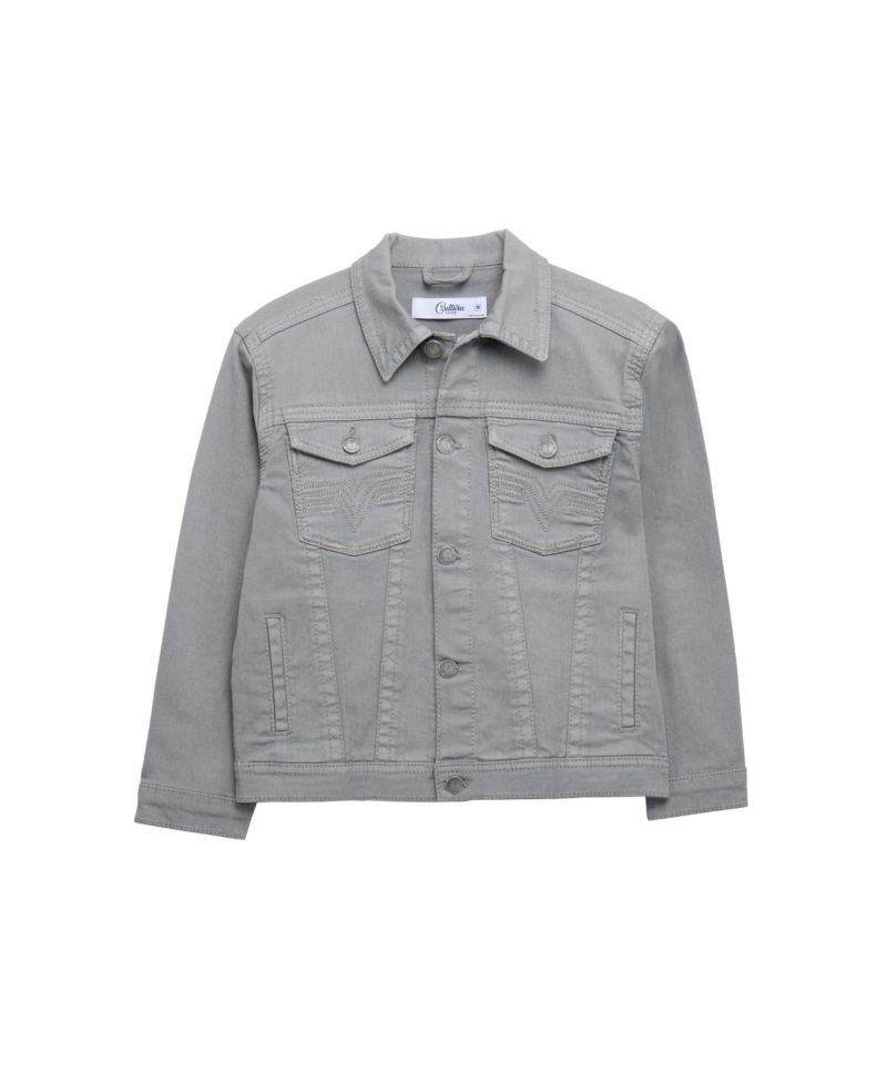 Boys Saddle Stitch Color Denim Jacket With Flap Pocket