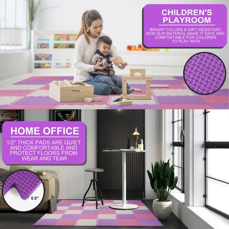 36 Tile Thick Interlocking Puzzle Foam Exercise Play Mat