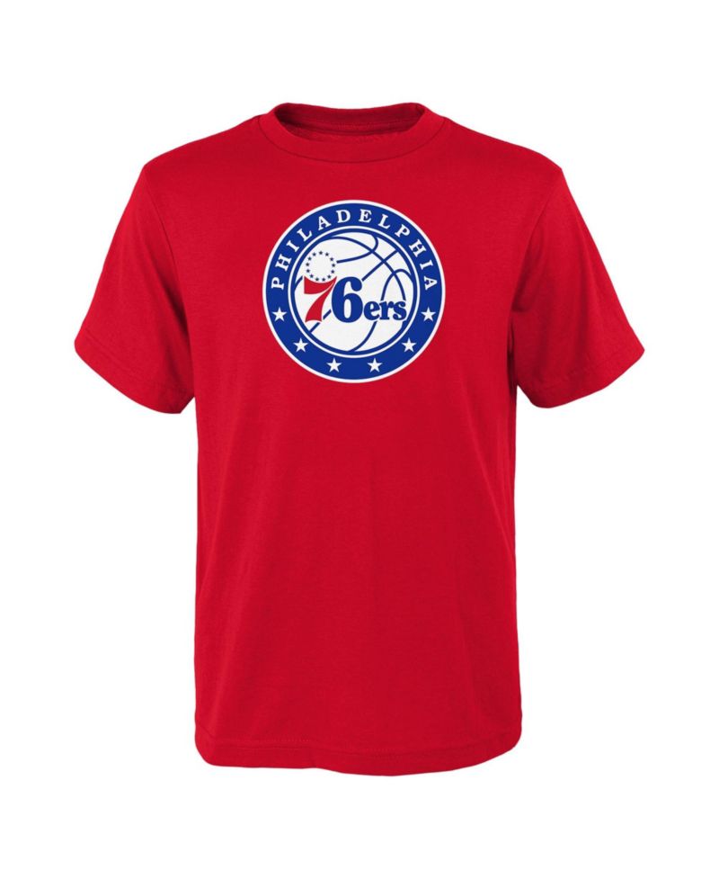 Big Boys and Girls Red Philadelphia 76ers Primary Logo T-Shirt