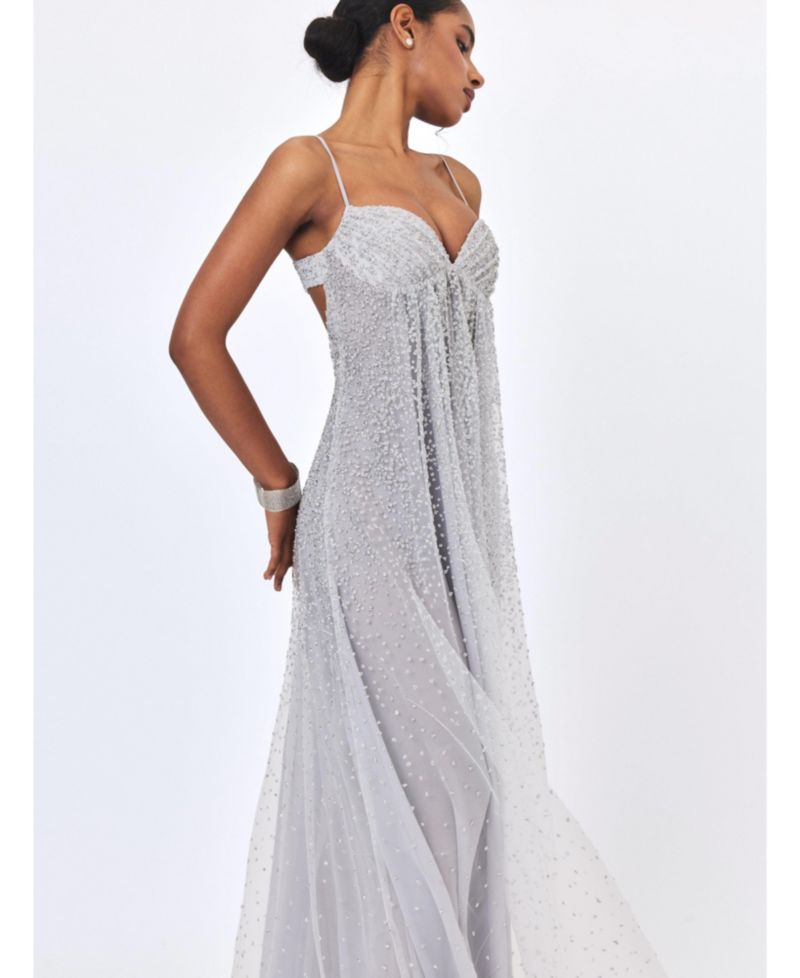 Women's Wallie Backless Rhinestone-Embellished Sweetheart Gown