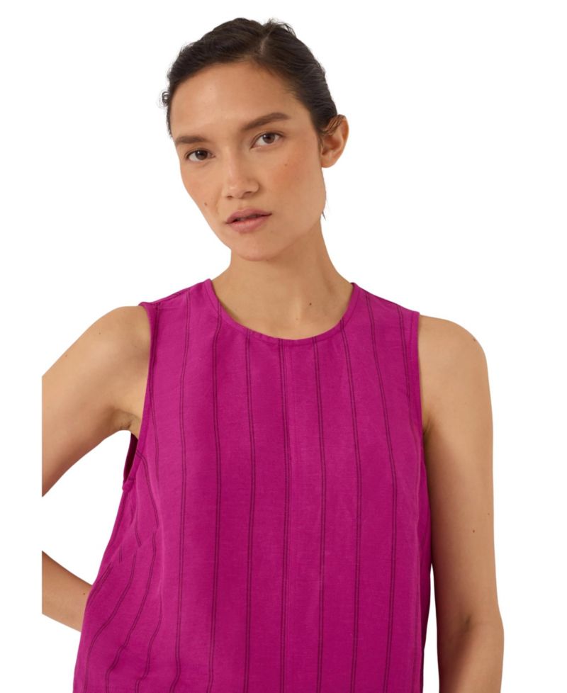 Women's Vera Stripe Linen-Blend Sleeveless Shell Top