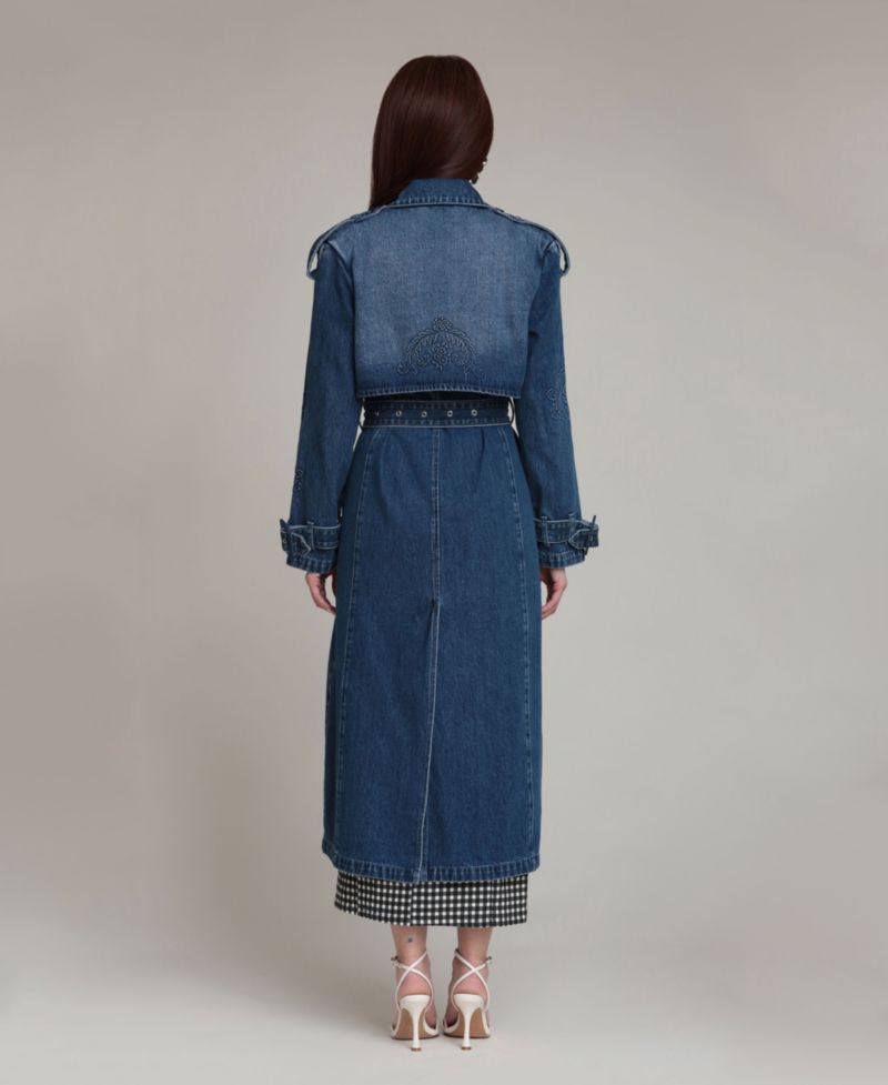 Women's Long-Sleeve Embossed Trench Coat