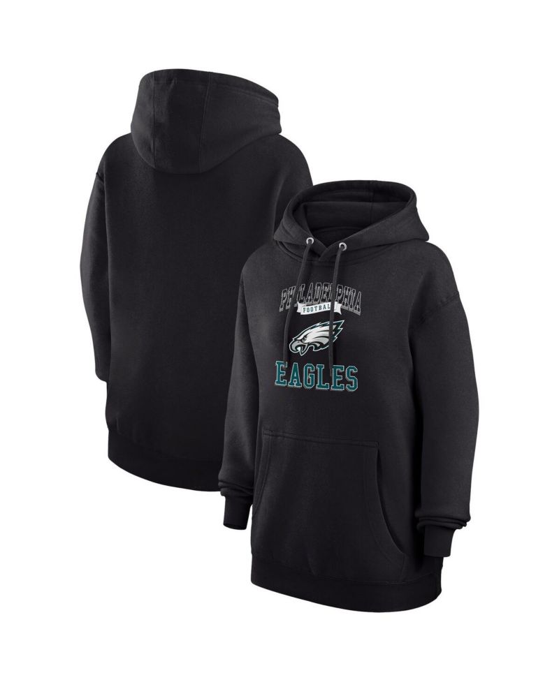 Women's Black Philadelphia Eagles Team Logo Graphic Fleece Tri-Blend Pullover Hoodie