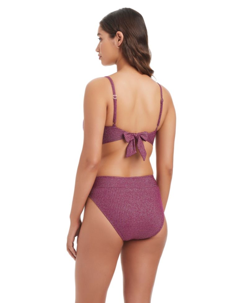 Women's Rib & Shine Over-The-Shoulder Swimsuit Bikini Top