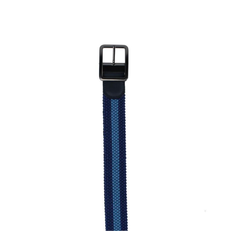 Men's Arturo Black and Blue Striped Reversible 35MM Braided Golf Belt
