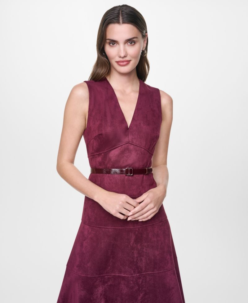 Women's A-Line V-Neck Sleeveless Midi Dress