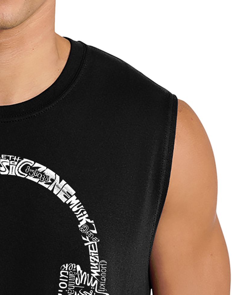 Men's Headphones Music Word Art Graphic Tank Top