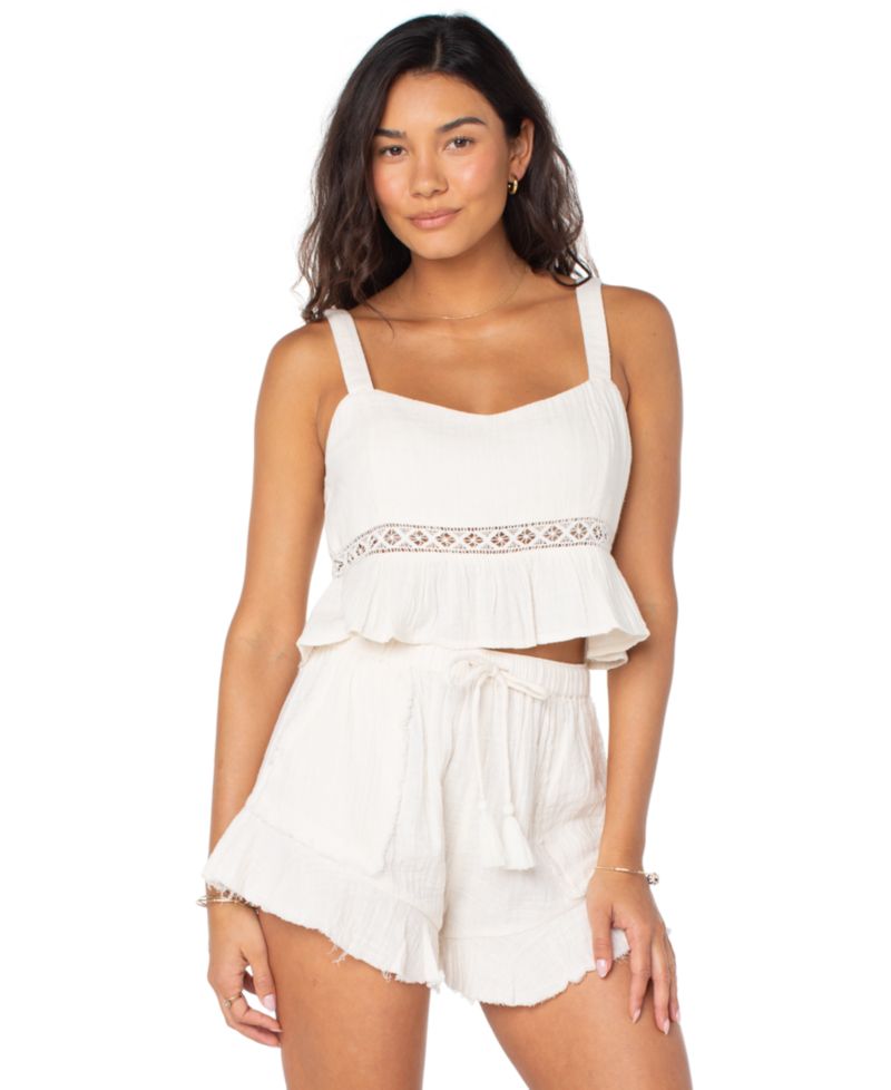 Women's Island Time Cotton Tiered Cropped Top