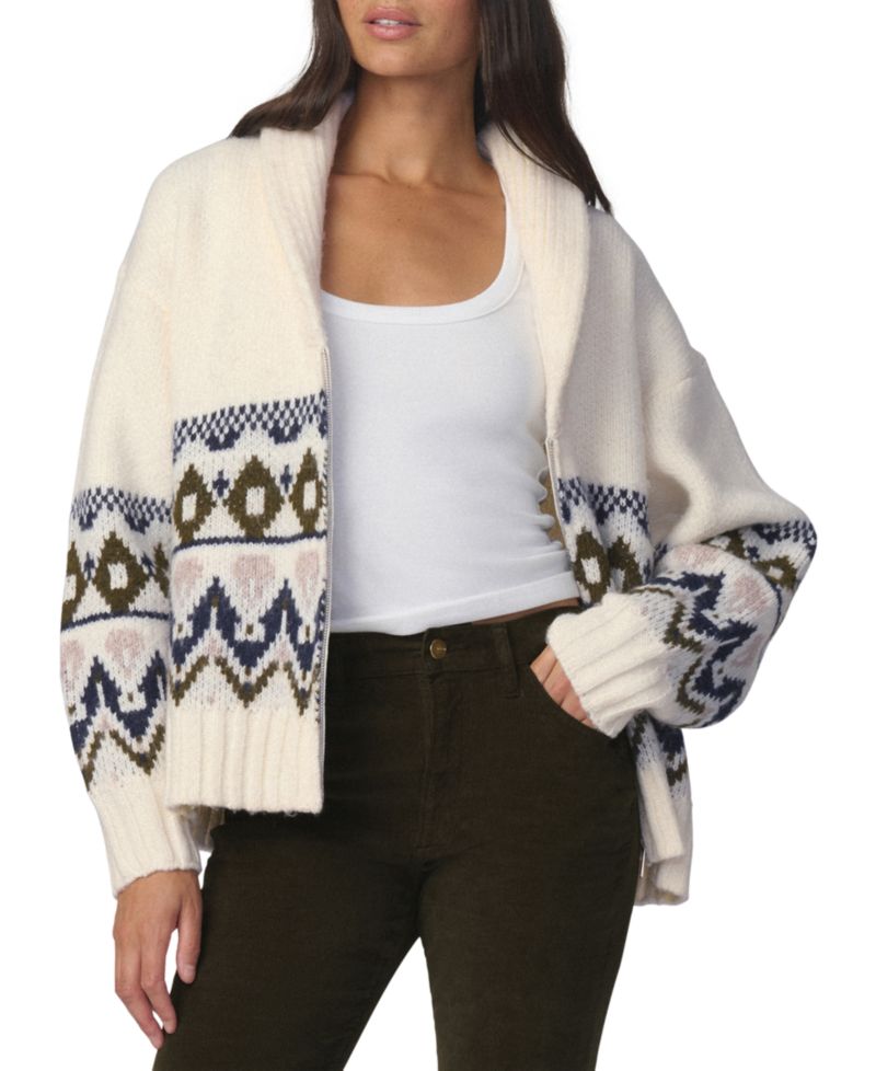 Women's The Inga Fair Isle Shawl Collar Zip-Front Cardigan