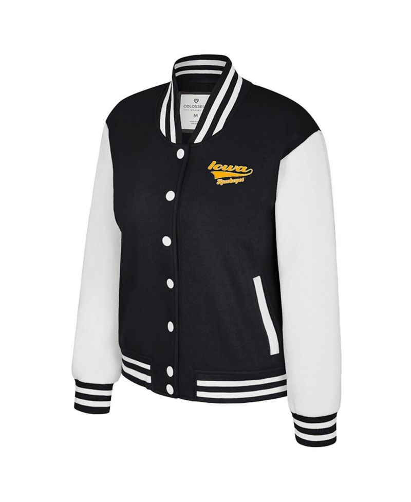 Women's Black Iowa Hawkeyes French Baguette Full snap Fleece Jacket