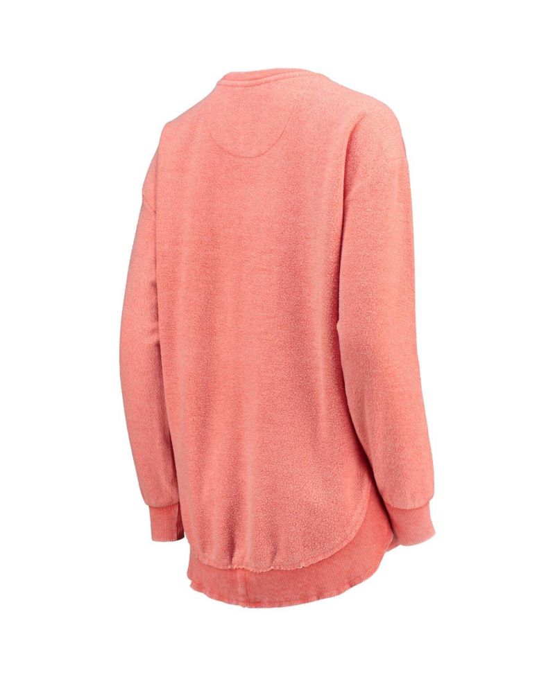 Women's Orange Distressed Clemson Tigers Ponchoville Pullover Sweatshirt