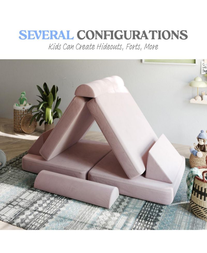 Conner Modular Play Couch For Kids With Convertible 6-Piece Design And Soft Foam Cushions