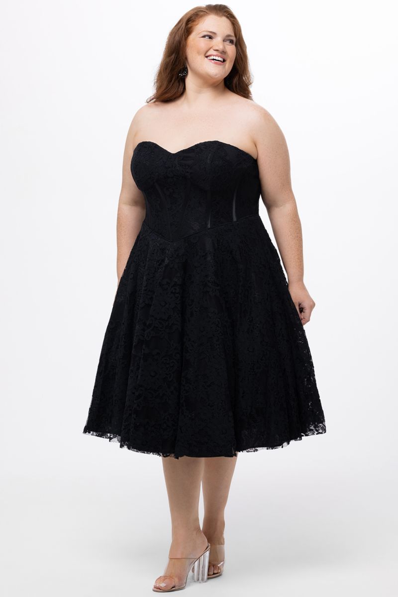 Women's Sweetheart Strapless Lace Bustier Party Dress